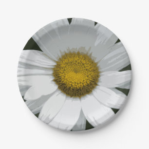 Single White Daisy Paper Plate