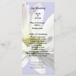 Single White Daisy Wedding Program