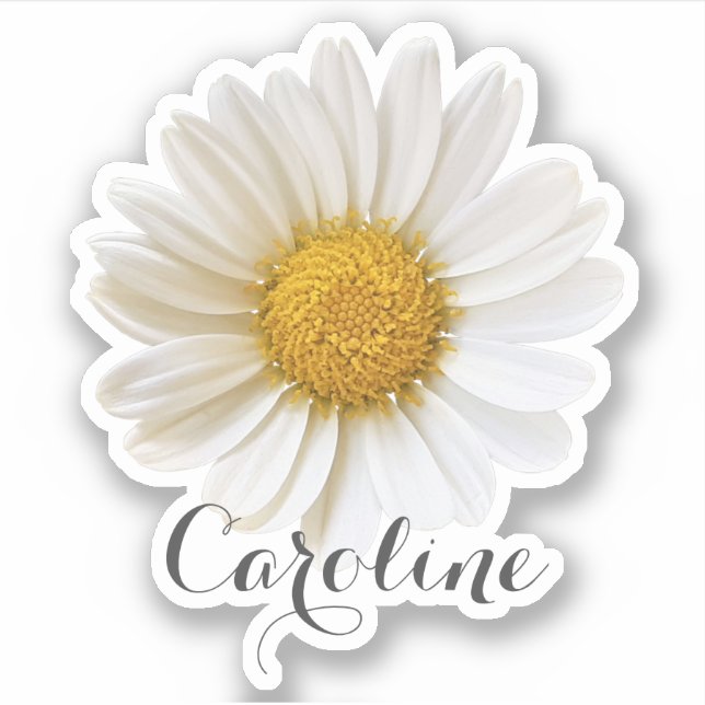Single White Daisy with Custom Name (Front)