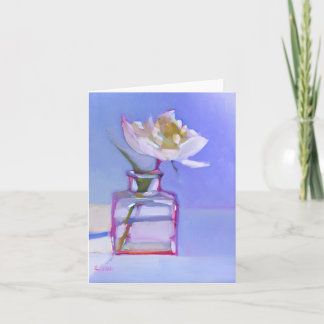 'Single White Peony in Glass Vase' Card