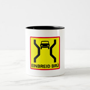 Single-Width Bridge, Traffic Sign, Iceland Two-Tone Coffee Mug