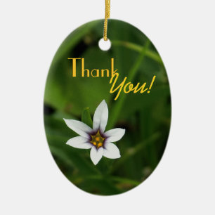 Single WIldflower "Thank You!" Ceramic Ornament