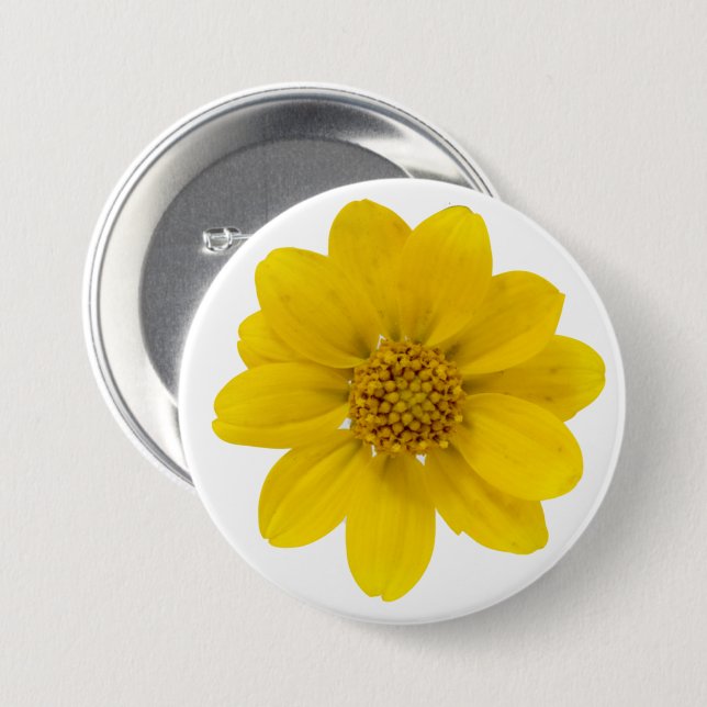 Single Yellow Centred Wildflower Photograph 3 Inch Round Button (Front & Back)