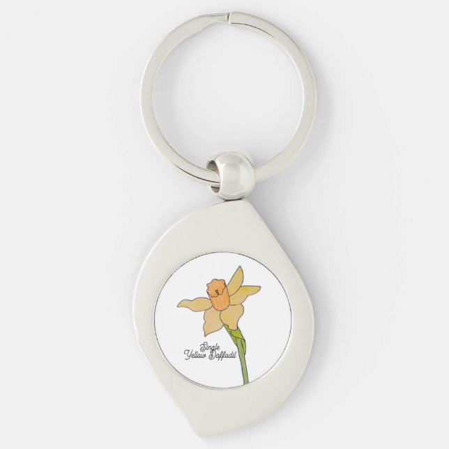 Single Yellow Daffodil  Keychain (Front)