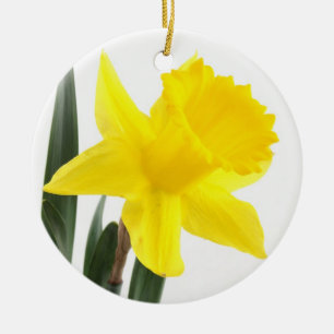 Single Yellow Narcissus Daffodil Ceramic Ornament
