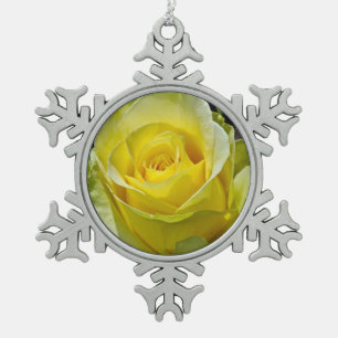 Single yellow rose christmas ornament