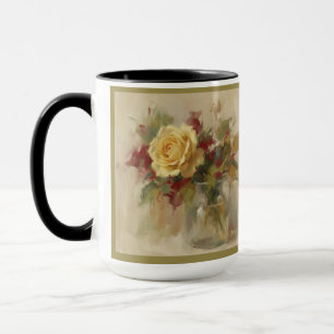 "Single Yellow Rose in Glass Vase" Mug
