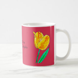 Single Yellow Tulip Red Highlights Coffee Mug
