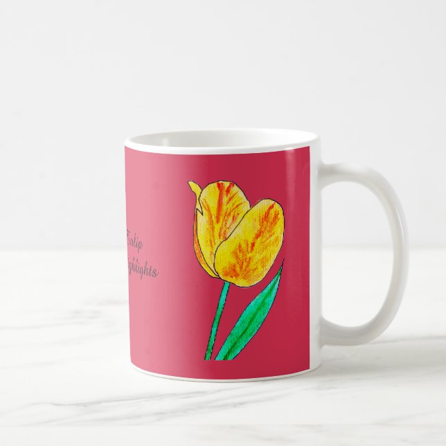Single Yellow Tulip Red Highlights  Coffee Mug (Right)