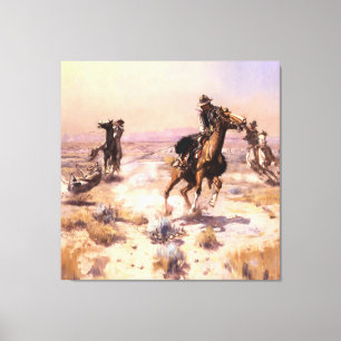“Singlehanded” Western Art by Charles M Russell Canvas Print
