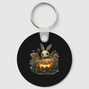 Sinister Bunny Mayhem Creepy Halloween Bunny Pumpk Keychain