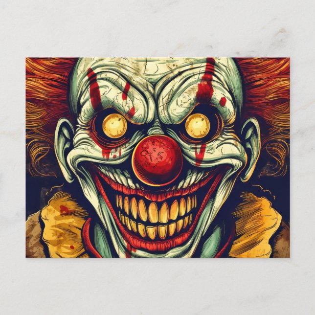 Sinister Carnival Clown Illustration Art Postcard (Front)