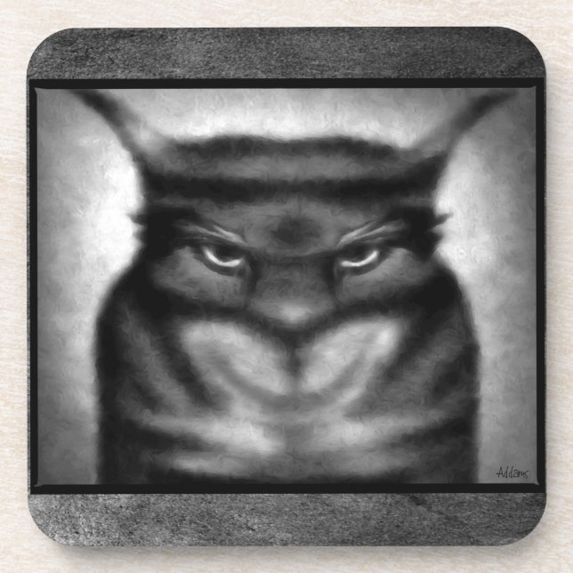 Sinister Cat Beverage Coaster (Front)