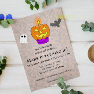Sinister Celebration Cupcake Halloween Birthday Invitation