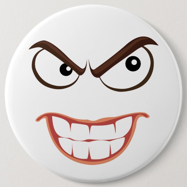 SINISTER FACE 6 INCH ROUND BUTTON (Front)