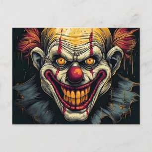 Sinister Funhouse Sideshow Clown Illustration Postcard
