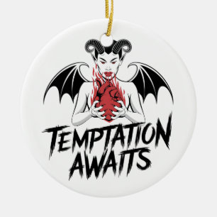 Sinister Gothic Demon Design - Temptation Awaits  Ceramic Ornament