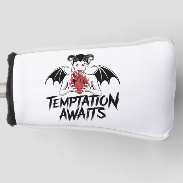 Sinister Gothic Demon Design - Temptation Awaits  Golf Head Cover (Front)