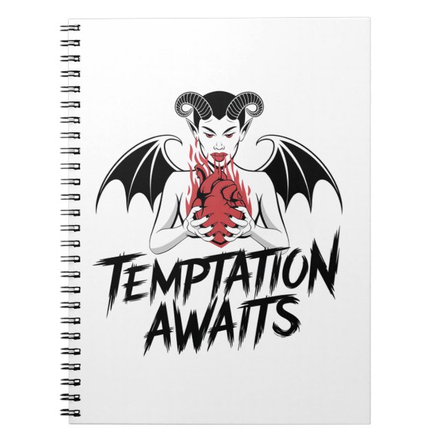 Sinister Gothic Demon Design - Temptation Awaits  Notebook (Front)