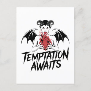 Sinister Gothic Demon Design - Temptation Awaits Postcard