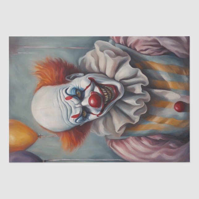 Sinister Grin: Scary Clown Decoupage  Tissue Paper (Front)