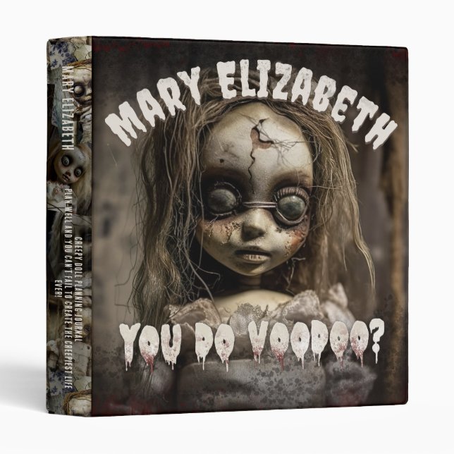 Sinister Haunted Doll Creepy Cute Halloween Binder (Front/Spine)