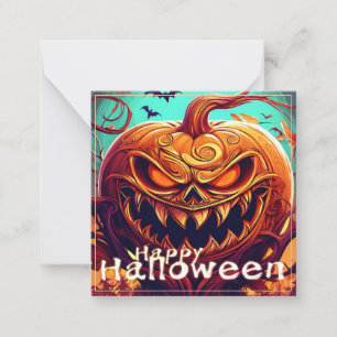 Sinister Jack-o-Lantern Bats Halloween Art Card