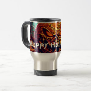 Sinister Jack-o-Lantern Bats Halloween Art Travel Mug