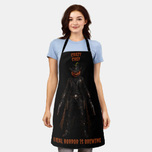 Sinister Pumpkin Sheriff Cowboy Jack-o'-Lantern Gr Apron