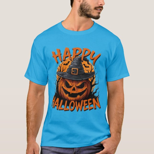 Sinister Pumpkin Witch Night Basic Men T-Shirt (Front)