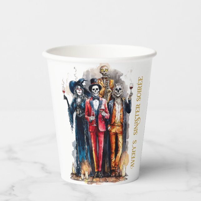Sinister Soirée Halloween Gothic Party Decor Paper Cups (Front)