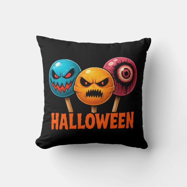 Sinister Sweets Halloween Throw Pillow (Front)