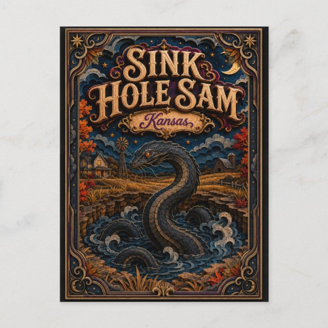 Sink Hole Sam Kansas Popcut Legends Postcard (Front)