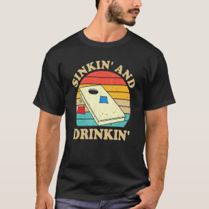 Sinkin' And Drinkin' Retro Bean Bag Toss Game  Cor T-Shirt