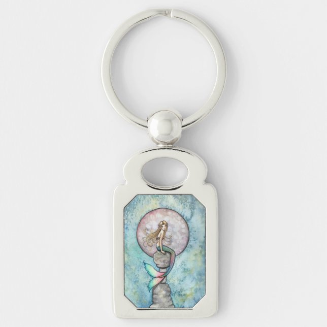 Sinking Moon Mermaid Fantasy Art by Molly Harrison Keychain (Front)