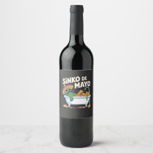 Sinko de Mayo Cinco De Mayo Cactus Funny  Wine Label