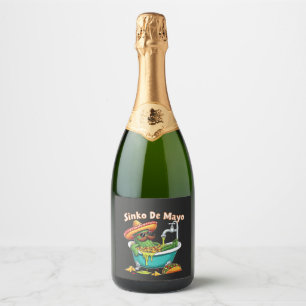 Sinko de Mayo"Funny Cinco de Mayo Cactus  Sparkling Wine Label