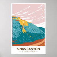 Sinks Canyon State Park Wyoming Vintage 