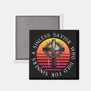 Sinless Saviour, Christian Cross Magnet