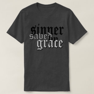 sinner saved by grace drk t var heather T-Shirt