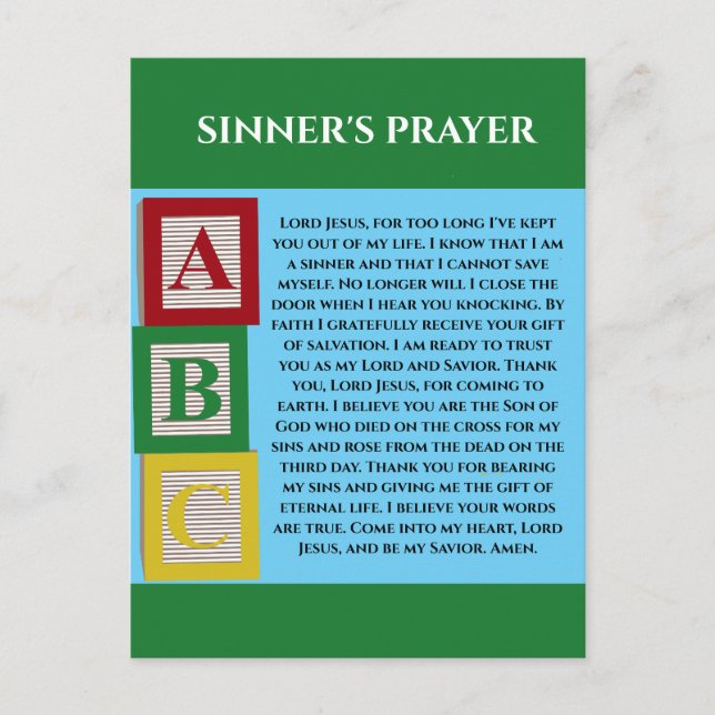 SINNERS PRAYER POSTCARD (Front)