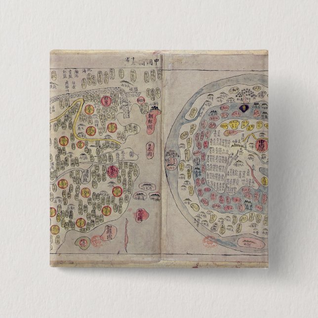 Sino Korean world map 2 Inch Square Button (Front)