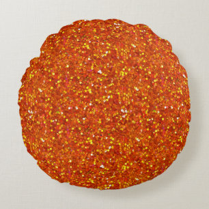 Sinopia Orange Glitter Round Pillow