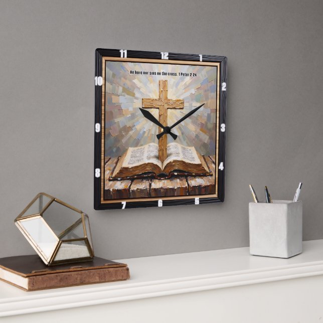 Sins Borne: Cross and Word Square Wall Clock (Office)