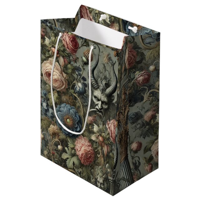 Sins of the Affluent – Gothic Victorian Design Medium Gift Bag (Front Angled)