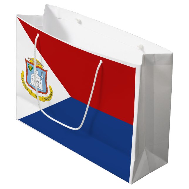 Sint Maarten Flag Large Gift Bag (Front Angled)