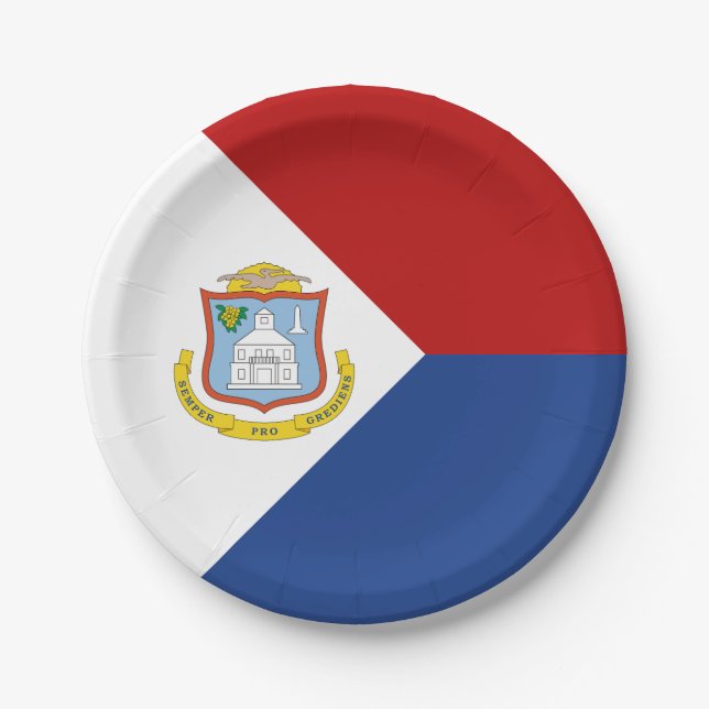 Sint Maarten Flag Paper Plate (Front)