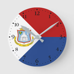 Sint Maarten Flag Round Clock