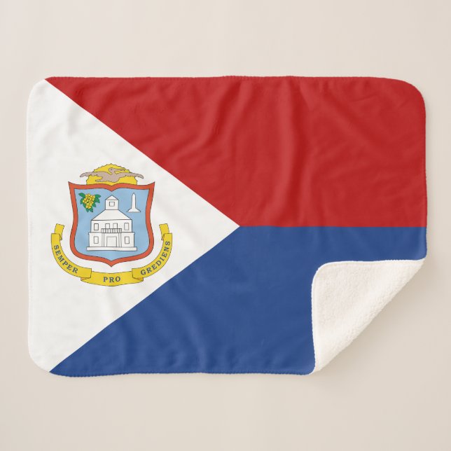 Sint Maarten Flag Sherpa Blanket (Front (Horizontal))