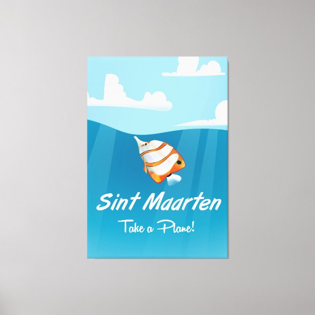 Sint Maarten holiday travel poster cartoon. Canvas Print (Front)